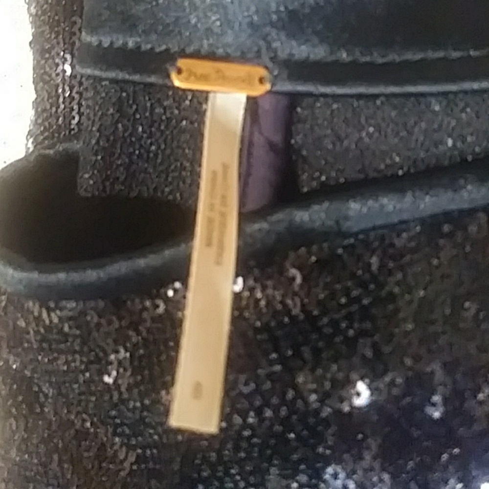 Free People Zip-Up Blue Sequin Bell Bottom Pants. - Picture 6 of 8
